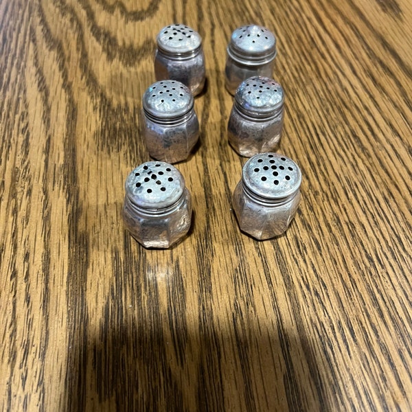 Vintage Set of 6 Sterling Silver Individual Salt & Pepper Shakers
