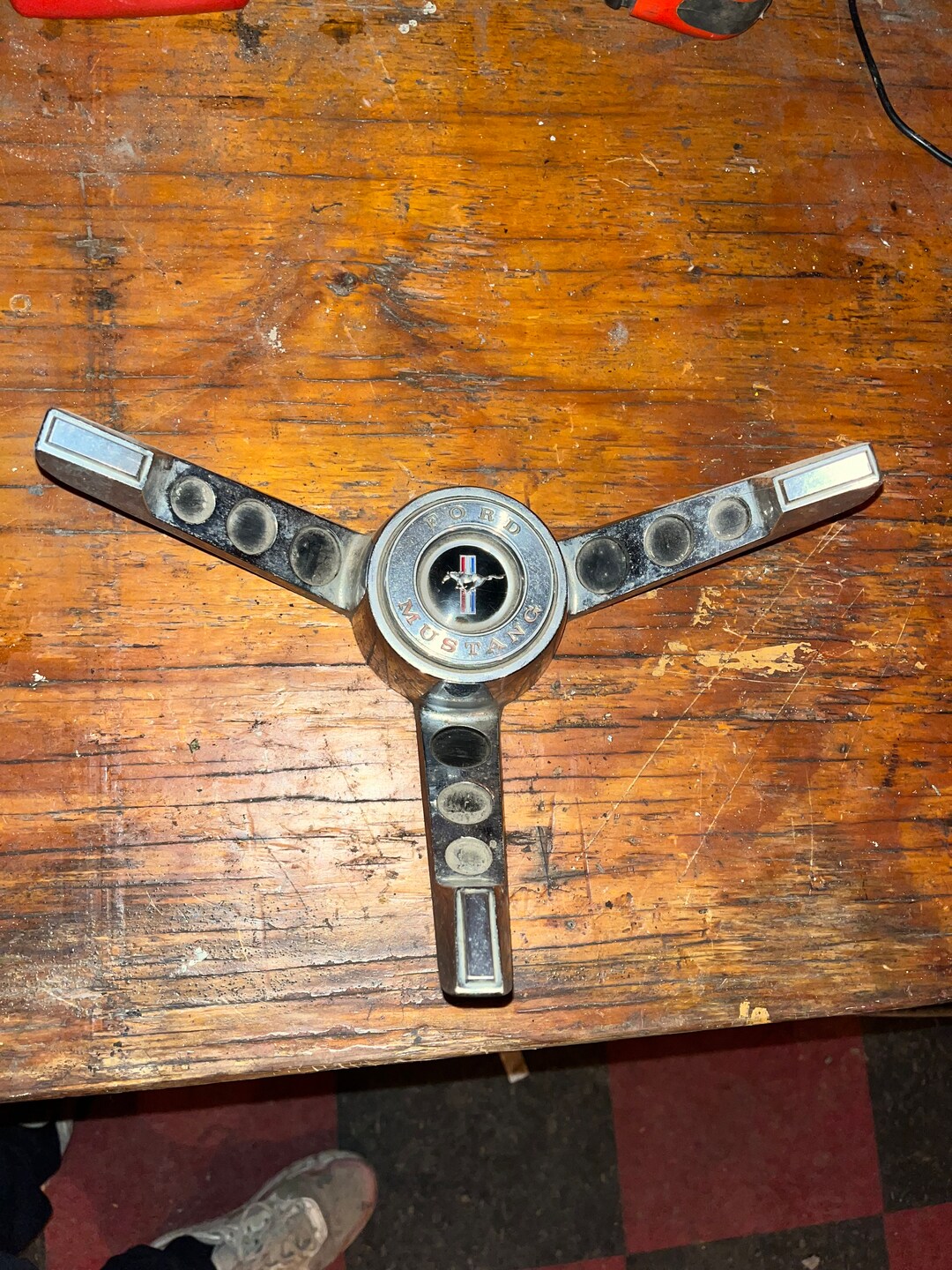 1968 1969 Ford Mustang Steering Wheel Horn Ring – Chrome Finish