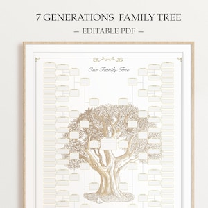 Genealogy Tree Fillable 7 Generation Family Tree Template Paternal Family Chart Editable Template Genealogy Gift Genealogy Ancestor Chart