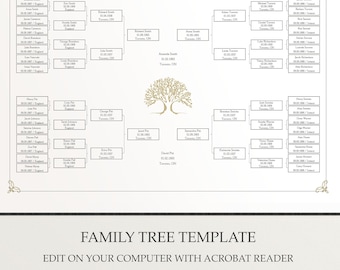 Genealogy Tree Editable Family Tree Printable Ancestor Chart 5 Generations Family Tree Template Genealogy Chart Genealogy Research Worksheet