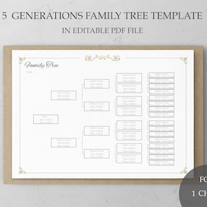 Genealogy Worksheet Fillable Family Tree Template Pedigree Chart 5 Generation Ancestry Family Tree Chart Genealogy Form Organizer Template