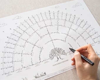 2 for 1 Ancestry Fan Chart 6 Generation Family Tree Blank Paper Chart Genealogy Art Worksheet Family Tree Template Genealogy Organizer Print