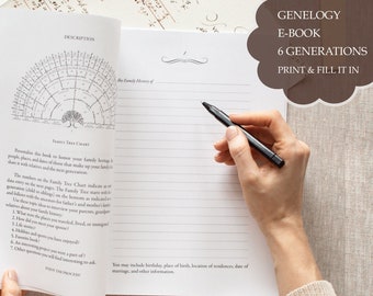 Familien-Geschichtsbuch Genealogie-Journal Stammbaum-Buchvorlage 6 Generation Ancestry Book Genealogie-Arbeitsblatt Großeltern-Erinnerungsbuch