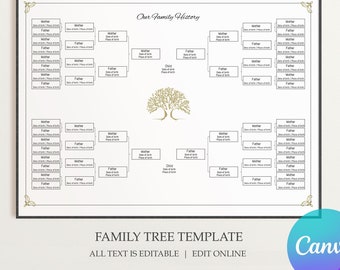 Editable Family Tree Chart Genealogy Chart Sheet Form Ancestor Chart 5 Generation Family Tree Template Genealogy Chart Genealogy Template