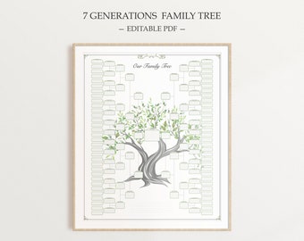 Genealogy Tree Fillable 7 Generation Family Tree Template Maternal Family Chart Editable Template Genealogy Gift Genealogy Ancestor Chart