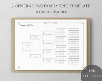 Genealogy Form Editable Family Tree Template Pedigree Chart 5 Generations Family Tree Chart Genealogy Worksheet Organizer Template Download
