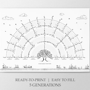 Printable Genealogy Worksheet PDF Genealogy Gift Chart Family Tree Blank Lines Family Tree Template Genealogy Fan Chart Ancestry Fan Chart