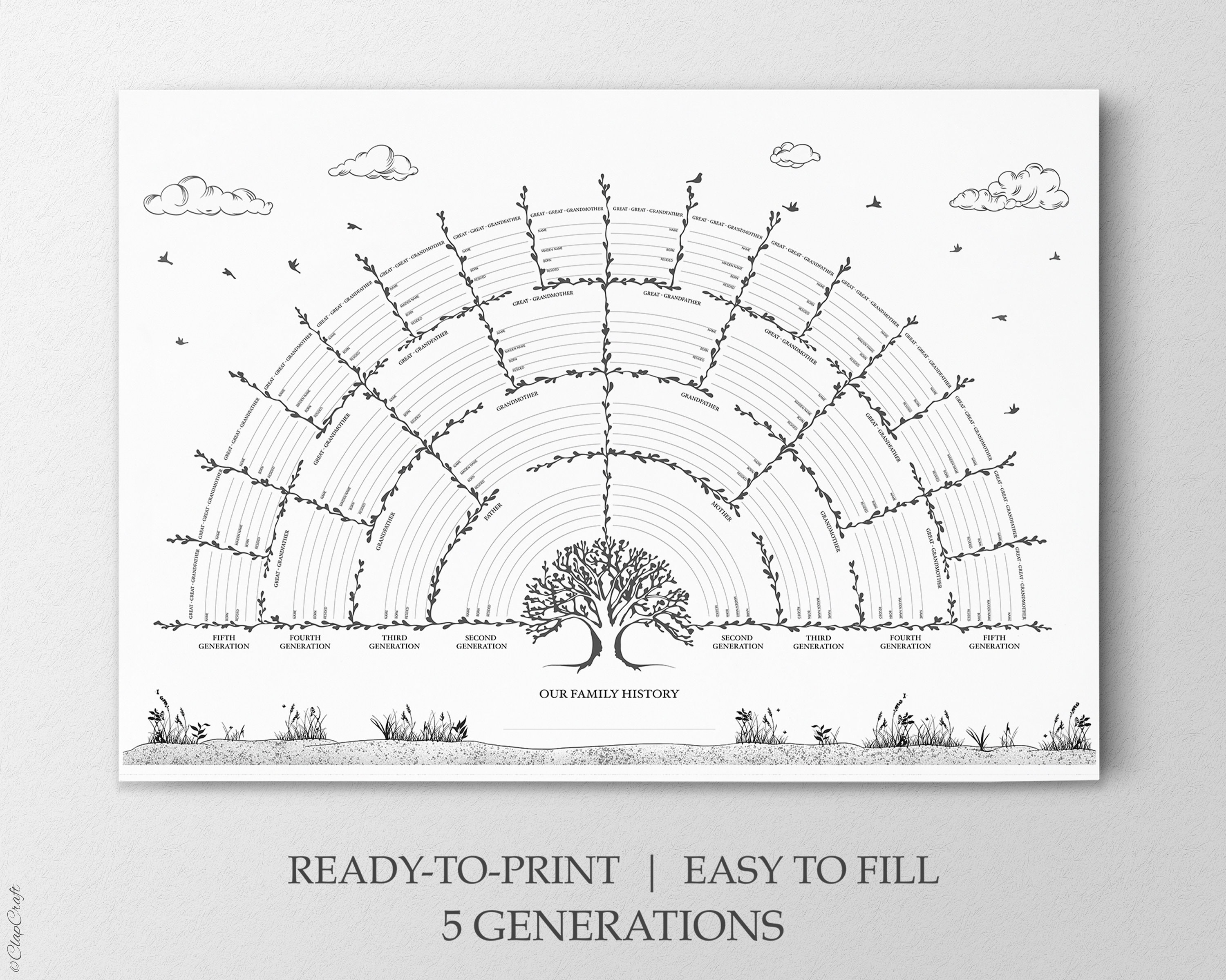 Printable Genealogy Worksheet PDF Genealogy Gift Chart Family - Etsy