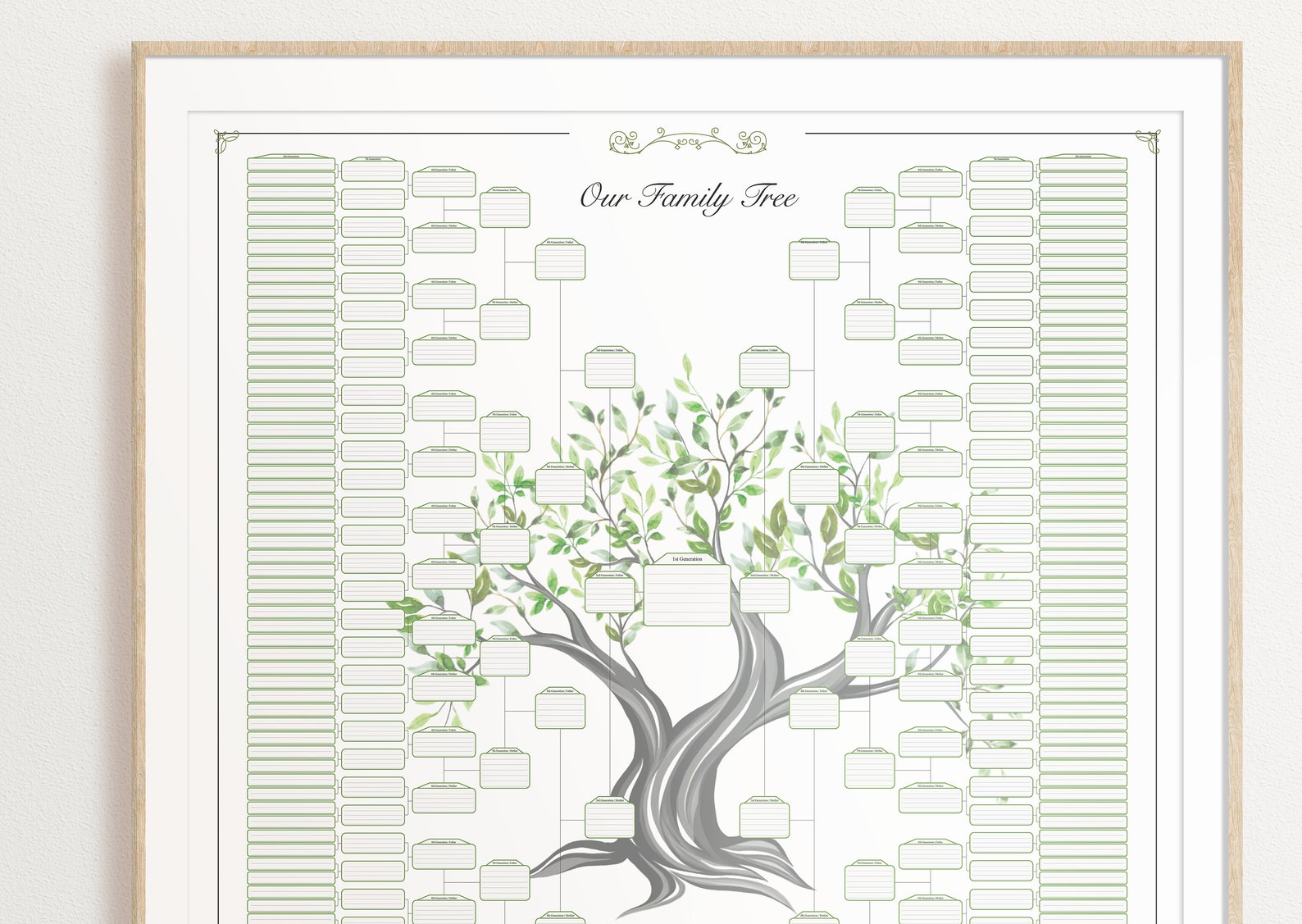 Family Tree Chart Fillable Template 8 Generations History Genealogy ...