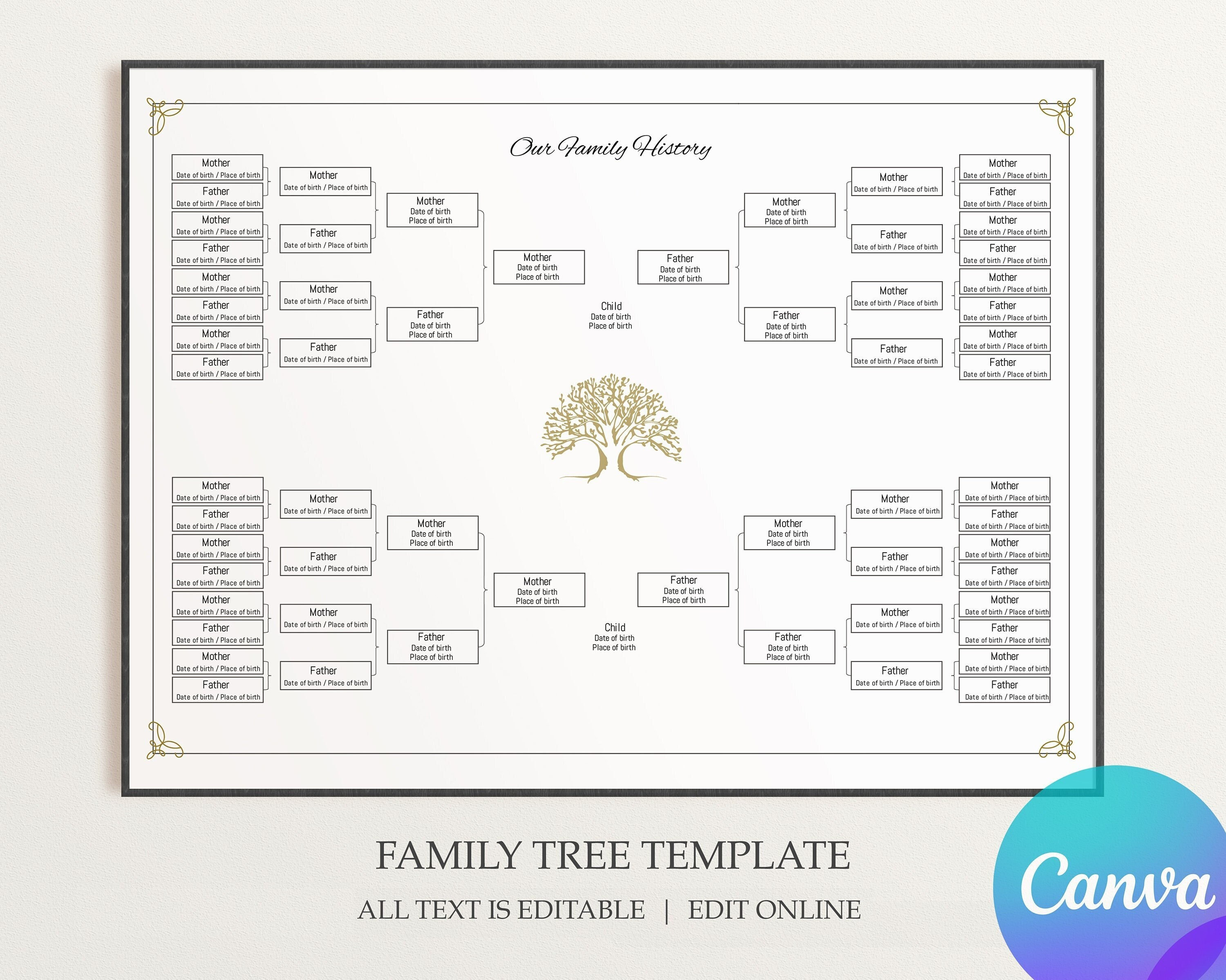Recording The Family Tree: A 10 Generation Genealogy Organizer Workbook  With Fillable Family Tree, Charts, And Forms To Record The Family History  And