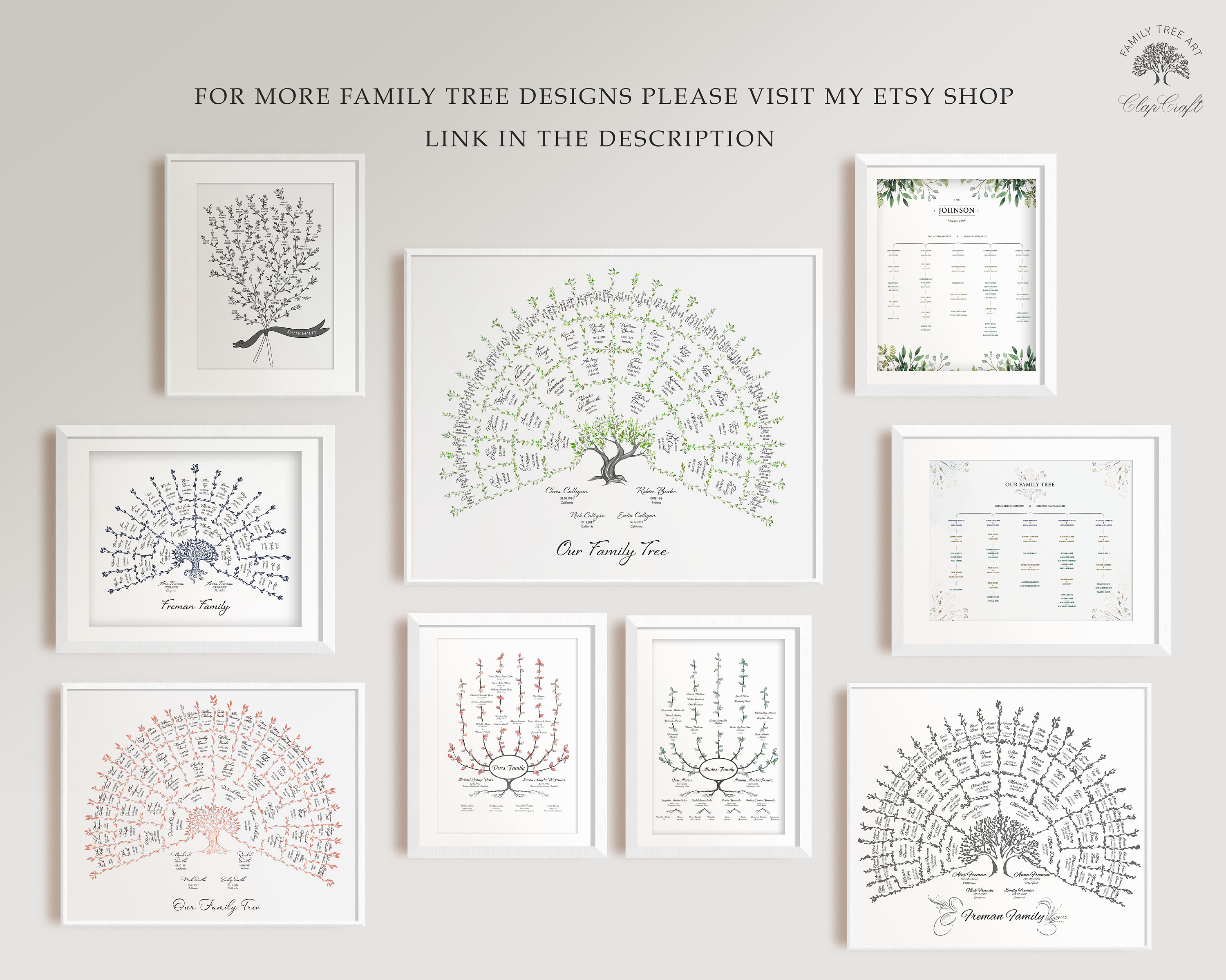 Custom Family Tree Template Genealogy Gift Ancestry Chart Personalized ...