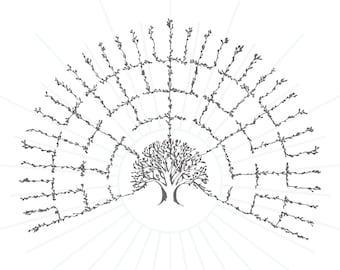 Family Tree Template Family Tree Ancestry Chart Circle SVG Blank Template Ancestor Chart DIY Genealogy Gift Genealogy Research Worksheet