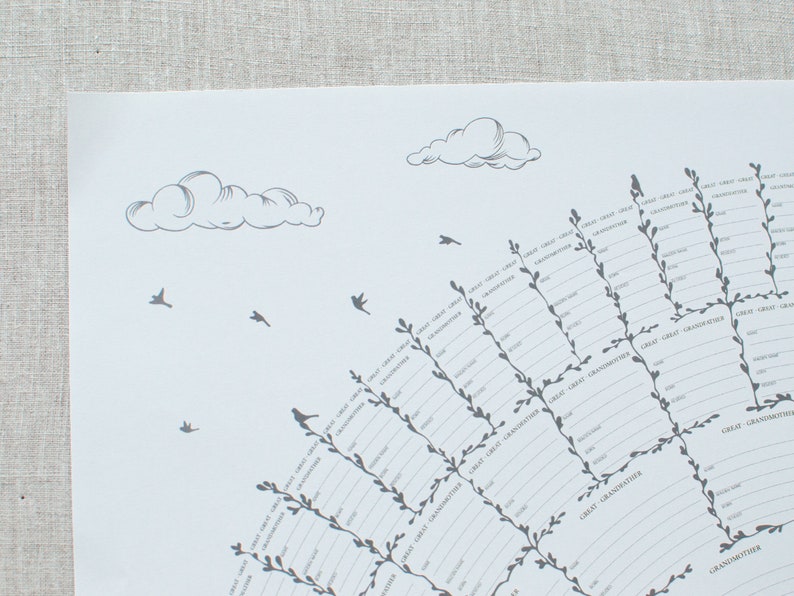 2 for 1 Family Tree Print Genealogy Chart Family Tree Template Ancestry Fan Chart Family Tree Blank Line Genealogy Form Family Tree Chart image 10