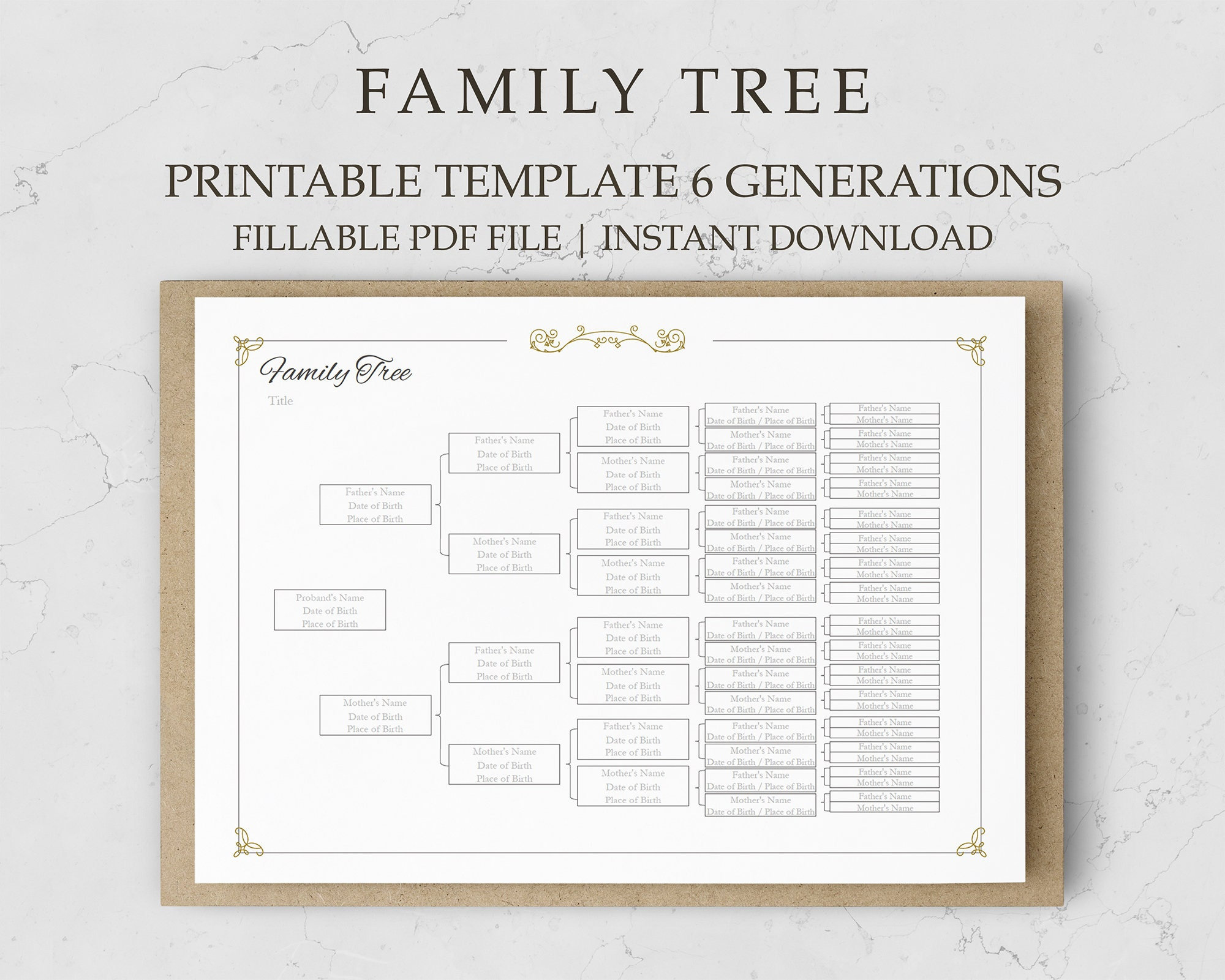 Family Tree Chart Digital Family Tree Template Print at Home - Etsy Canada