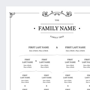 Fillable Family Tree Chart Personalized Genealogy Gift Ancestor Chart ...