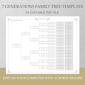 Family History Template 7 Generation Family Tree Digital Template Ancestor Chart Download Genealogy Worksheet Ancestry Family Tree Template