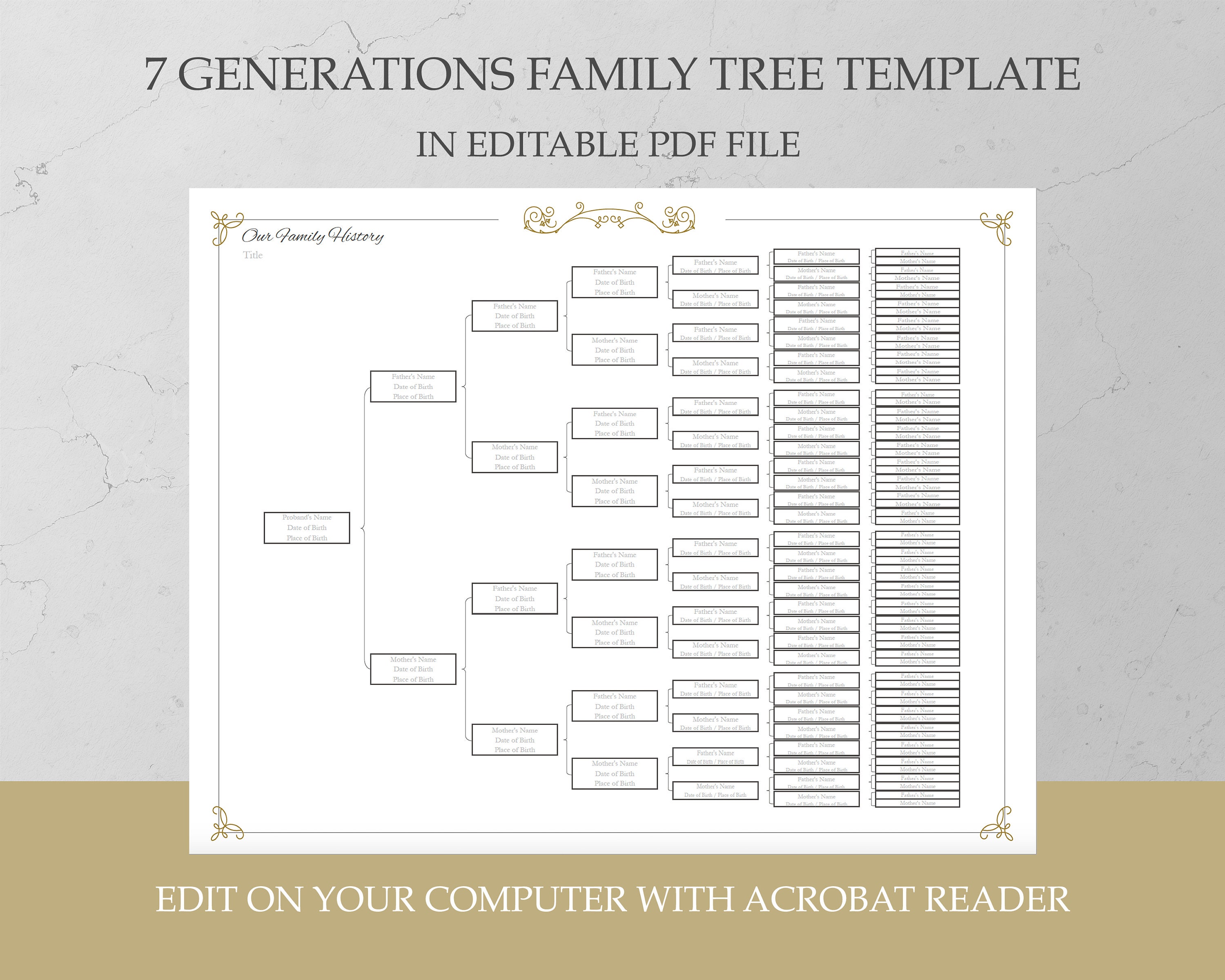 Family Tree Chart to Fill In Fillable 7 Generations Genealogy