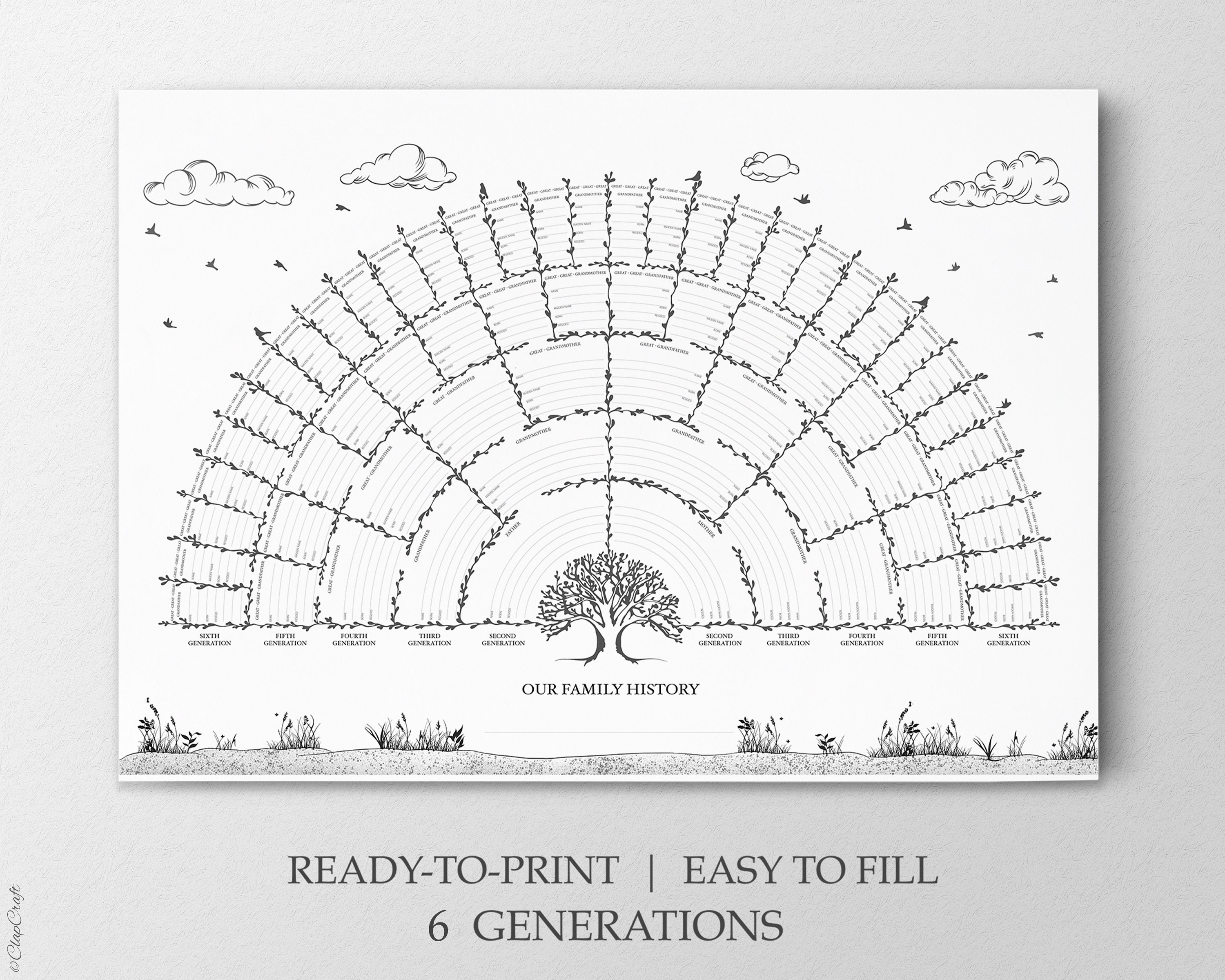 Printable Genealogy Worksheet PDF Genealogy Gift Chart Family Tree ...