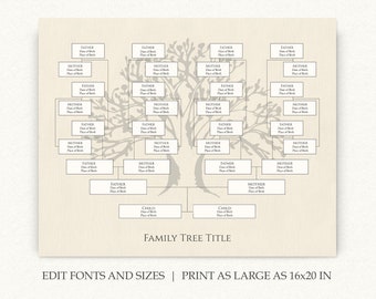 Editable Family Tree Chart Fillable Genealogy Chart 5 Generation Family Tree Print Family Tree Template Genealogy Research Ancestor Chart