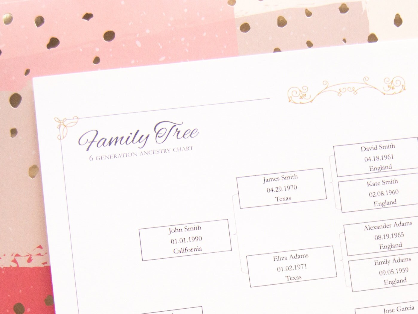 6 Generation Family Tree Editable Genealogy Template Genealogy Chart ...