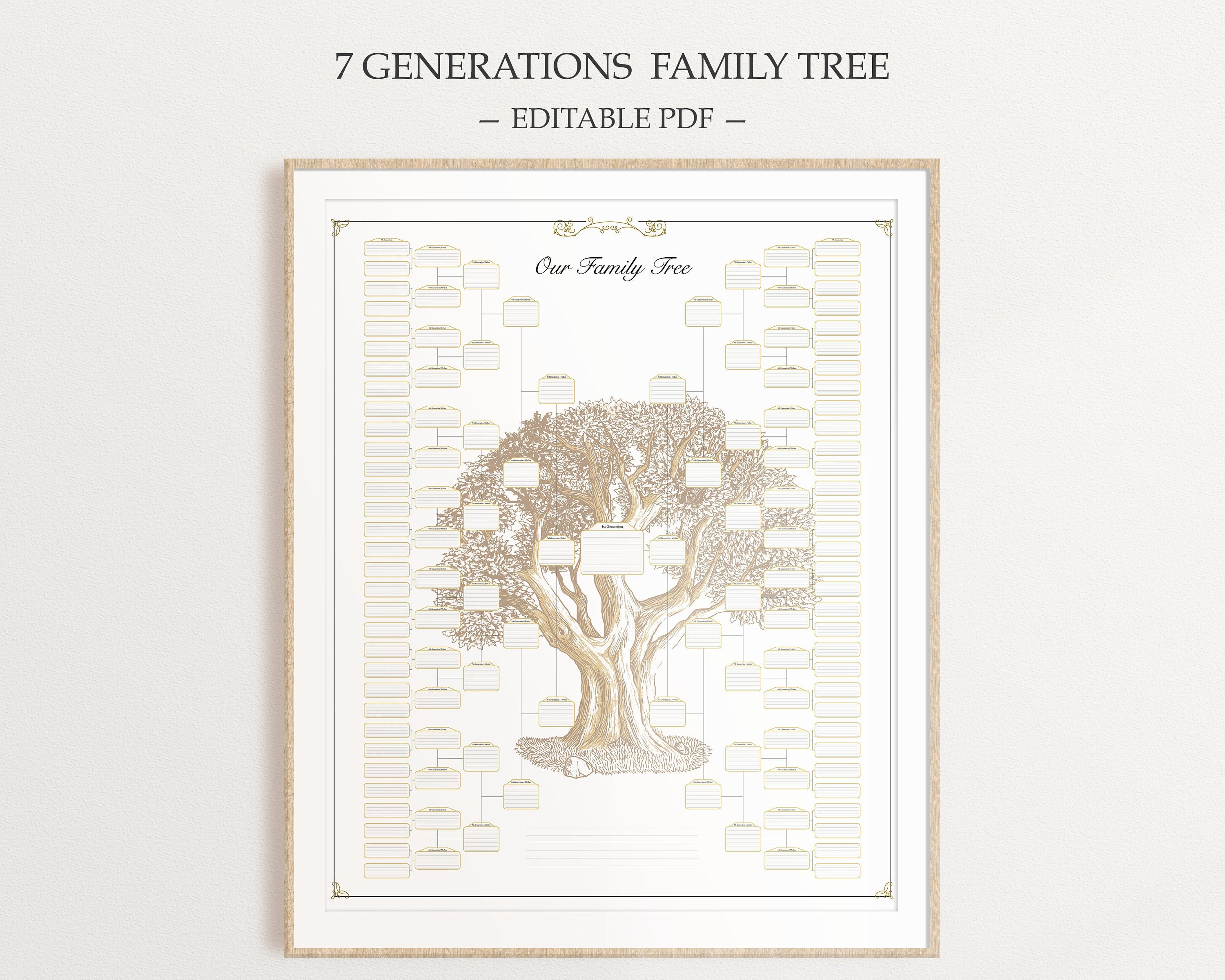 Fillable Family Tree Template Editable Genealogy Chart Family Tree Chart  Genealogy Template Genealogy Organizer 7 Generations Pedigree Chart 