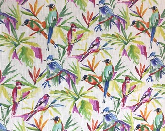 Bird print tropical style upholstery or drapery fabric by Richloom Platinum etc pillows 100/% cotton fabric by the yard for chairs drapes