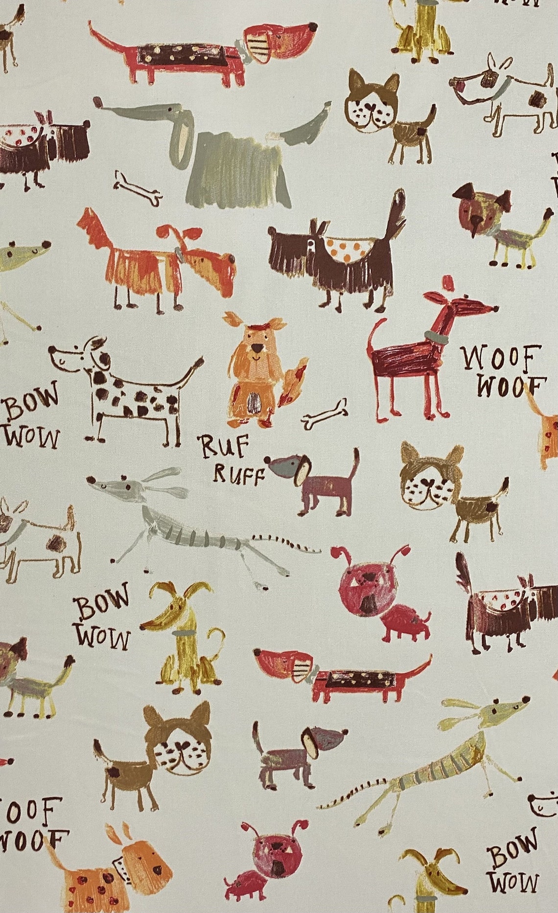 Novelty Dog Print Cotton Drapery / Home Decor Fabric by the Etsy