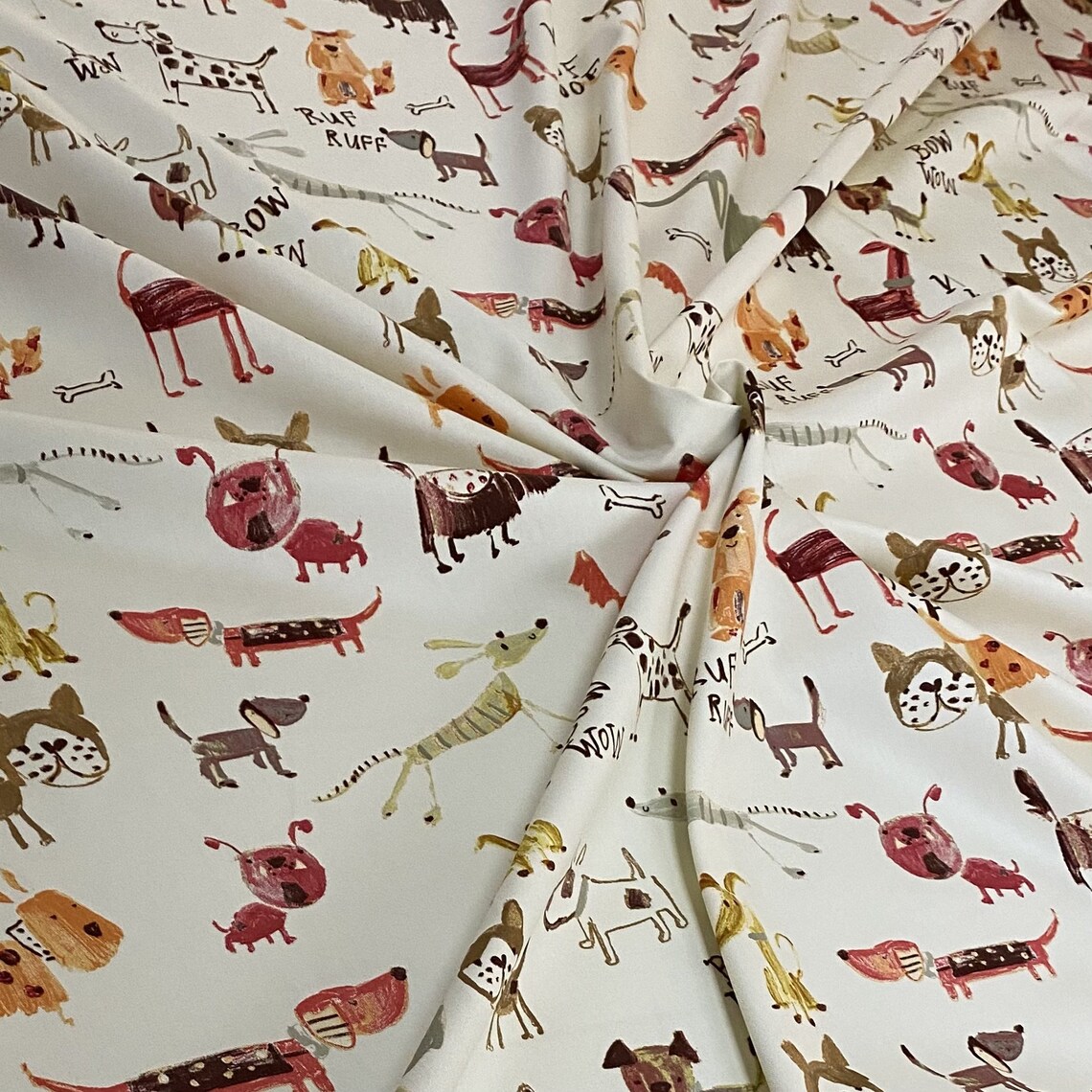 Novelty Dog Print Cotton Drapery / Home Decor Fabric by the Etsy