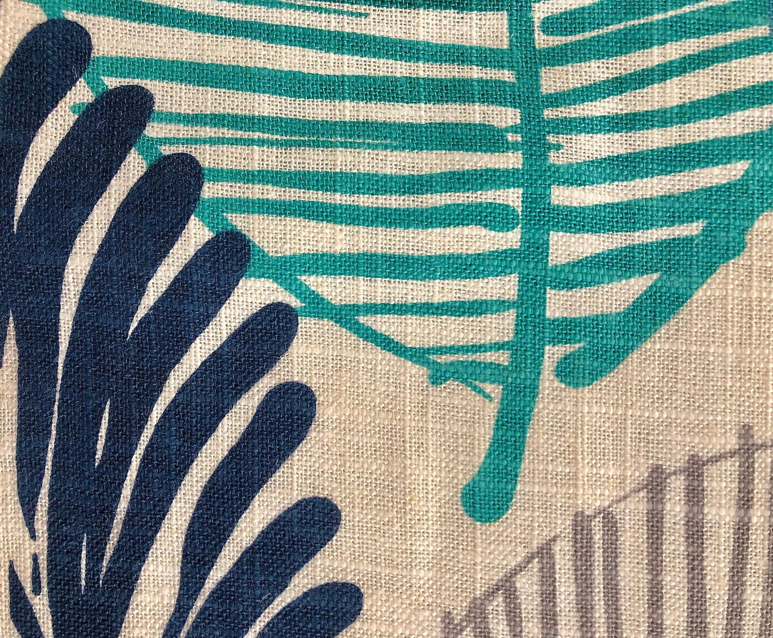 Navy Gray Turquoise Chartreuse leaf print upholstery or Etsy