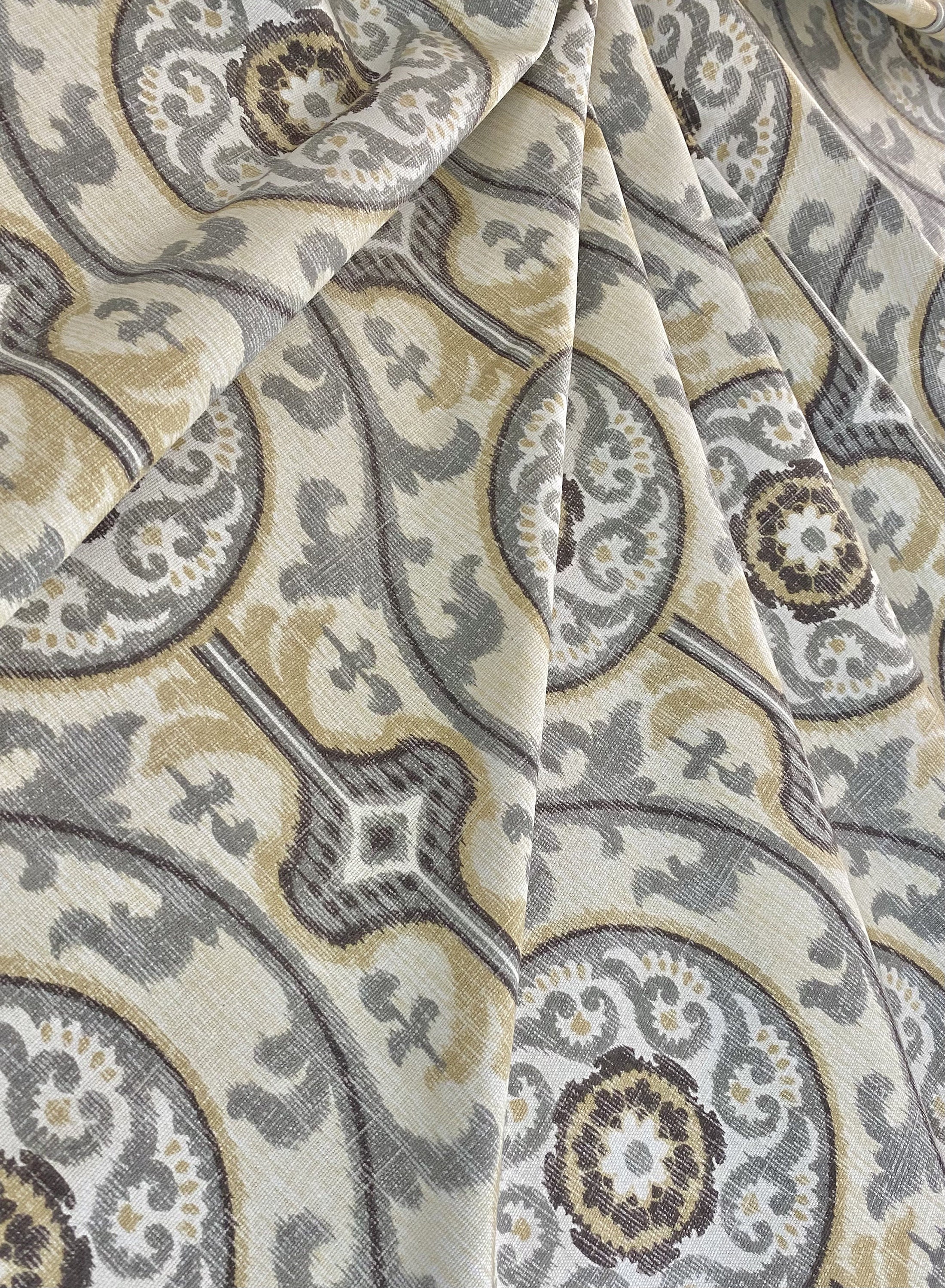Beige & Gray designer cotton upholstery / drapery / home decor Etsy