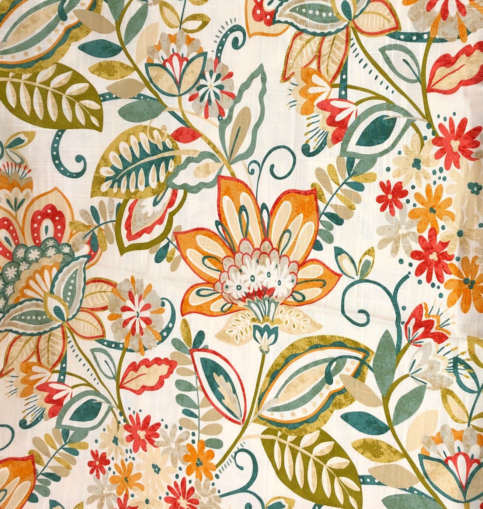 Off White Colorful Floral Cotton Slub Upholstery or Home - Etsy