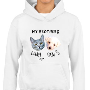 Personalized Pet Hoodie Shirt For Kids - Gift for Dog Lover Boy Girl - Custom Dog Photo Hoodies - Pet Picture Cat Face Shirt - Dog Mom Gift