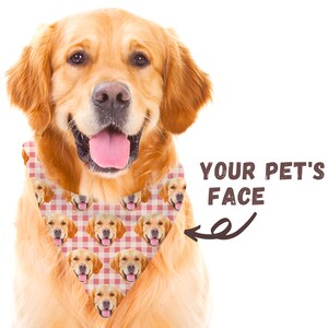 Custom Dog Plaid Pattern Bandana With Any Picture - Dog Photo Bandanas - Personalized Faces Bandana For Dogs - Dog Lover Dog Mom Gift