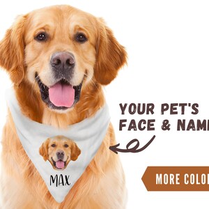 Personalized Dog Photo Bandanas - Custom Dog Face Bandana - Dogs Bandana Name And Picture - Customized Dog Scarf - Dog Lover Dog Mom Gift