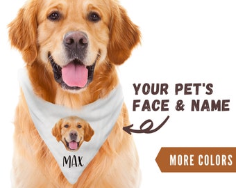 Personalized Dog Photo Bandanas - Custom Dog Face Bandana - Dogs Bandana Name And Picture - Customized Dog Scarf - Dog Lover Dog Mom Gift
