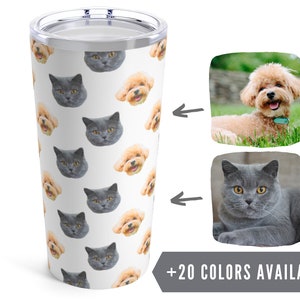 Benutzerdefinierter Becher mit Haustiergesicht Multi Color - Personalisierter Fotobecher Solide Farbe - Personalisiertes Hundeliebhaber Geschenk - Katze Papa Katze Mama Tumbler
