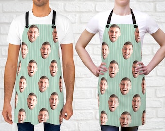 Custom Aprons With Face Pattern - Funny Personalized Gift For Mom Dad Grandpa Uncle Chef - Photo Gift - BBQ Grill Chef Apron With Your Faces