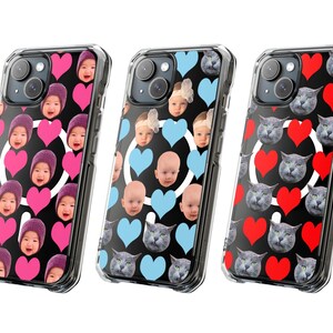 Coque de téléphone personnalisée MagSafe avec photo pour chien, chat ou bébé - Cadeau personnalisé, coque avec photo unique pour iPhone - Coques transparentes pour iPhone 14 15 16