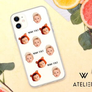 Coque de portable personnalisée avec des visages personnalisés avec photo - Coque pour iPhone à motif de visages - Coque personnalisée pour iPhone 11, iPhone 12, iPhone 13