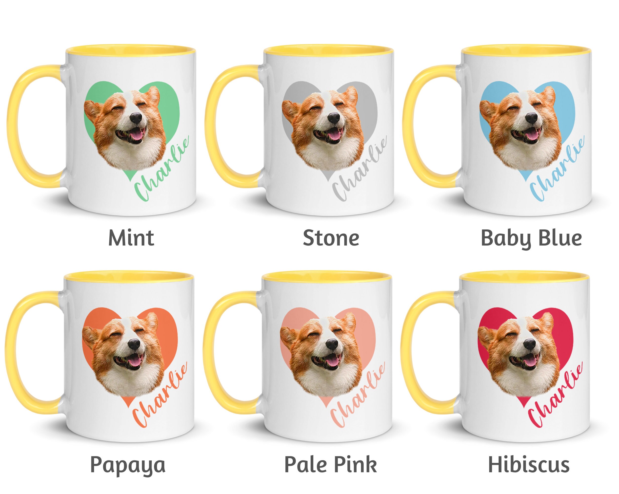 Custom Pet Mug with Color Inside Cat Mug Dog Mug Pet Mugs Etsy