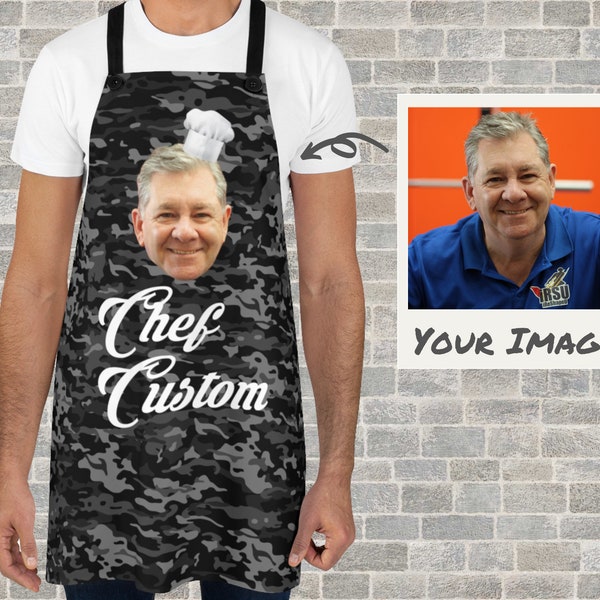 Custom Aprons Camouflage Pattern Men Dad Grandpa - Funny Personalized Gift For Father's Day - BBQ Grill Chef Apron With Your Face And Name