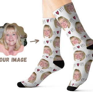 Aangepaste sokken voor moeder - Aangepaste gezicht sokken - Love Mom Sokken - Gepersonaliseerde sokken voor vrouwen - Aangepaste foto sokken - gepersonaliseerde verjaardagscadeau