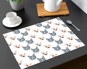 Custom Placemat With Any Photo - Personalized Picture Table Mats - Dog Cat Pet Face Gag Gift - Housewarming Moving Party Place Mat Fun Gift