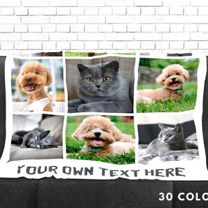 Custom Photo Throw Blanket - Dog Blanket - Cat Blanket - Personalized Pet Picture Collage Blanket - Pet Lover Gift - Pet Loss Memorial Gifts