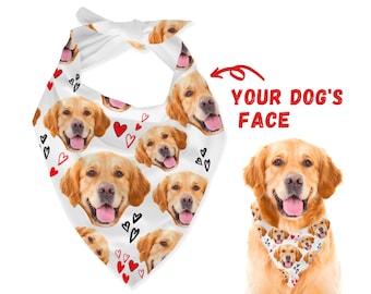 Custom Dog Bandana With Your Dog Picture - Personalized Dog Photo Bandana - Dog Face Bandana - Customized Dog Scarf - Dog Lover Dog Mom Gift