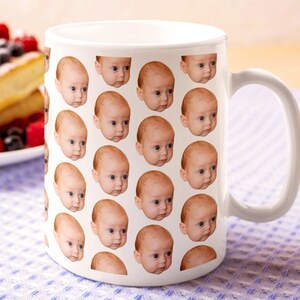 Custom Baby Face Pattern Mug - Personalized Kids Photo Mug - Custom Gift For Mom Dad Husband Wife - Mothers Day Mug - Fathers Day Mug Gift