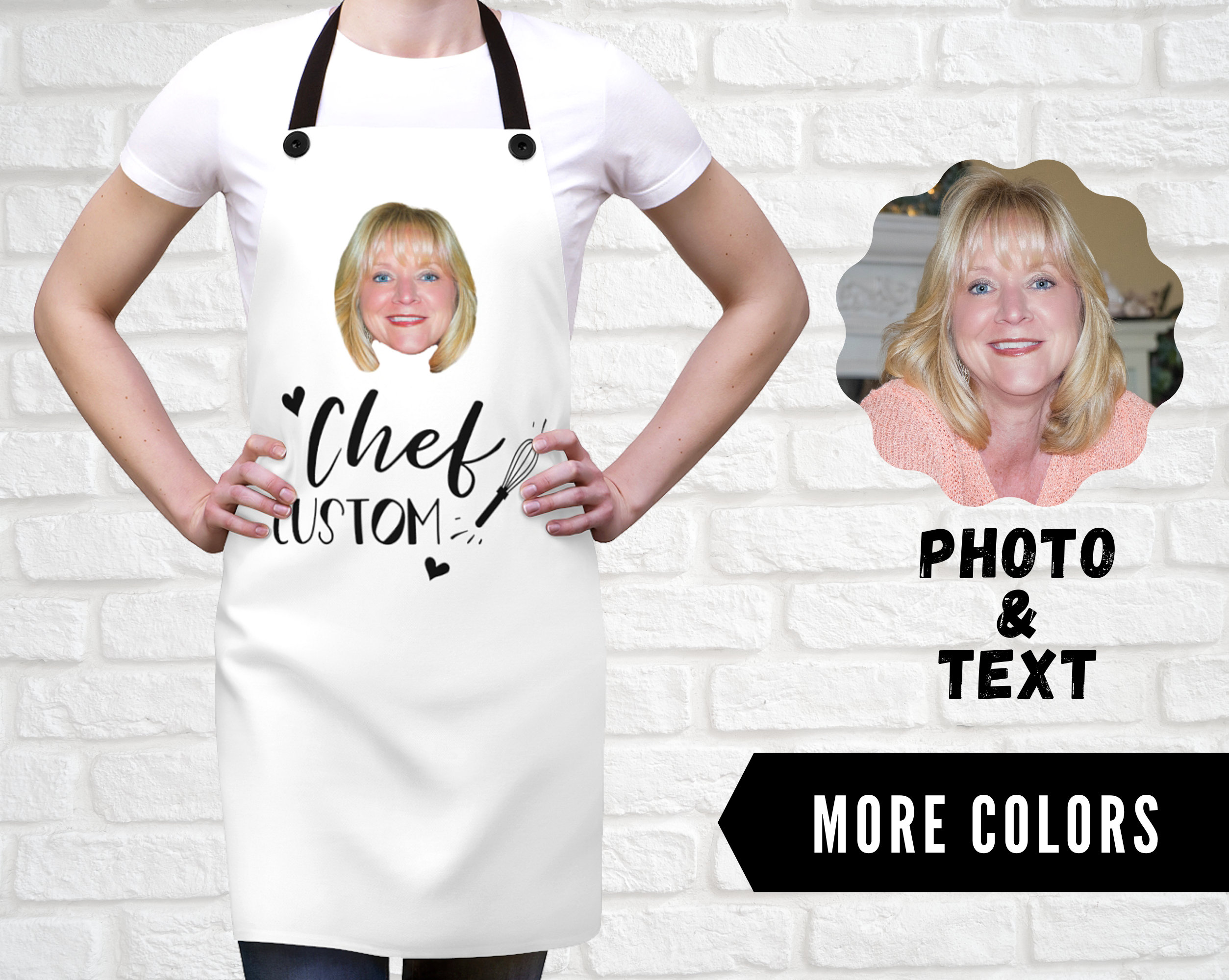 Customized Chef Apron For Mom Grandma Aunt - Personalized Face Aprons For Women - Funny Kitchen Gift For Birthday Mother's Day Christmas