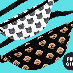 Custom Fanny Pack With Dog Face Cat Face Personalized Fanny Packs Cat Dad Dog Mom Pet Lover Gift Photo Waist Bag Custom Pet Loss Gift image 1