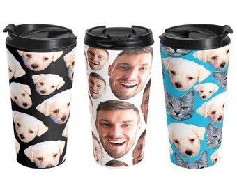 Customized Pet Tumbler - Custom Photo Travel Mug - Cat Dad Tumblers - Dog Dad Tumbler - Personalized Pet Travel Mugs - Your Picture Gift