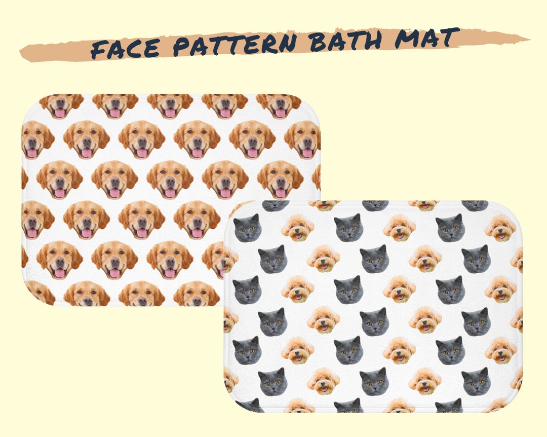 Personalized Face Pattern Bath Mat Dog Cat Pet Picture Custom Faces